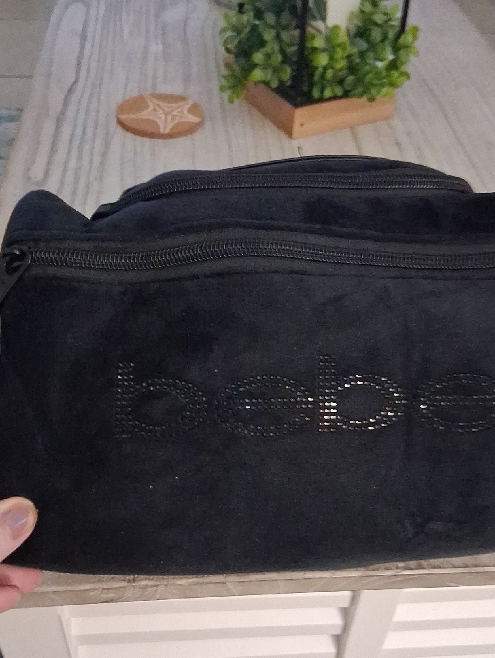bebe Black Studded Logo Make Up Pouch NWT